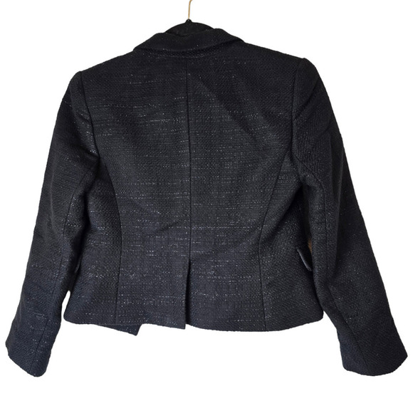 Theory cropped black Tweed blazer silver threading size 0 - Picture 4 of 11